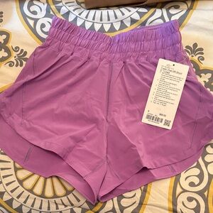 Lulu Track That Athletic Shorts in Lavender 3”- NWT Size 6